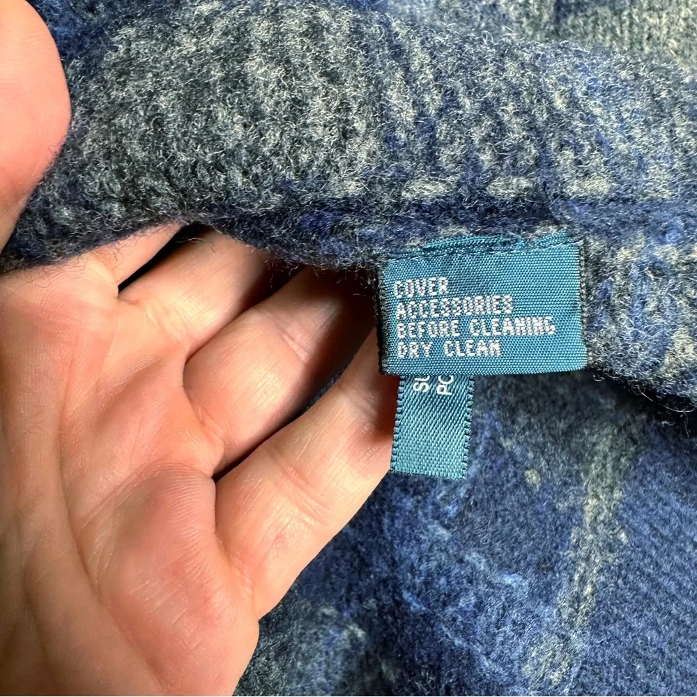 Vintage 80s Polo Ralph Lauren Plaid Wool & Alpaca Cardigan Sweater Jacket Blue